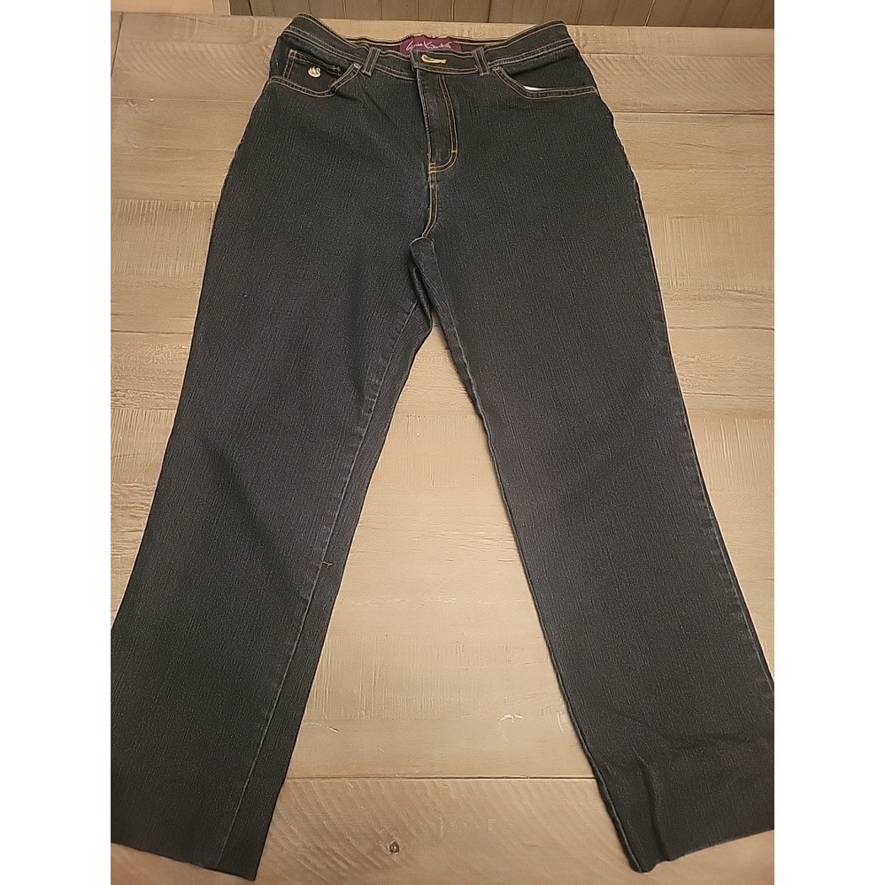 Women's Gloria Vanderbuilt Amanda Pull On Dark‎ Blue Straight Leg Jeans Size 8M